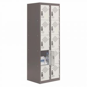 Vestiaire m&eacute;tal Avantage 5 casiers par colonne - 2 colonnes L.60 cm - Corps Anthracite - Portes Gris