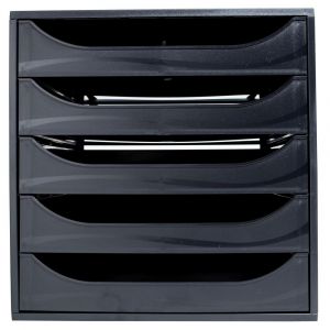 EXACOMPTA Module de classement Ecobox+ Ecoblack 5 tiroirs - Noir
