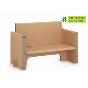 KRAFTDESIGN Banquette 2 places avec accoudoirs en carton alvéolaire - Kraft naturel