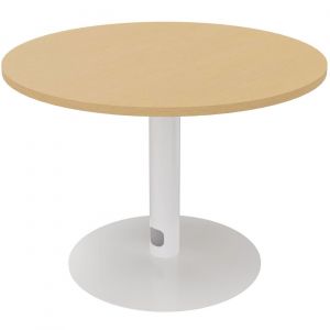 Table ronde 100 cm - Piètement tulipe Blanc - Plateau Hêtre