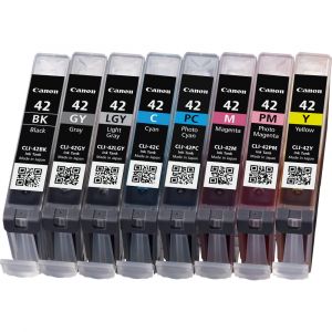 Canon Multipack de 8 cartouche d'encre CLI-42 BK/GY/LGY/C/M/Y/PC/PM, Rendement standard, Encre &agrave; pigments, Encre &agrave; colorant, 8 pi&egrave;ce(s), Multi pack 63