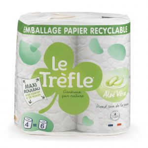 Le Tr&egrave;fle Papier toilette gaufr&eacute; triple &eacute;paisseur &agrave; l'alo&eacute; v&eacute;ra - lot de 4 maxi rouleaux de 180 feuilles