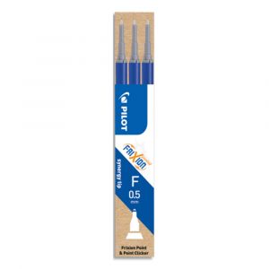 PILOT Set de 3 recharges pour roller FriXion Point. Pointe fine 0,5 mm. Encre Bleu.