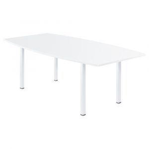 Table tonneau Actual L.200 x P.100 cm - Plateau Blanc - Pieds carrés Blanc