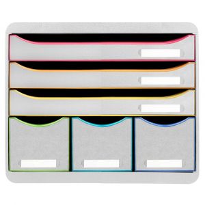 EXACOMPTA Module de classement Storebox 6 tiroirs Black Office - Blanc/arlequin