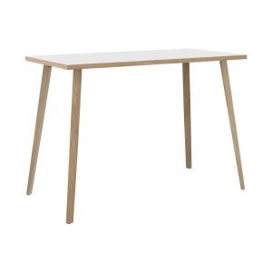 Table haute Halden - L.160 x H.110 x P.80 cm - Plateau Blanc - Pieds bois Chêne