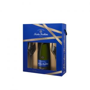 NICOLAS FEUILLATTE Coffret Champagne Brut R&eacute;serve Exclusive avec 2 fl&ucirc;tes - Bouteille de 75 cl