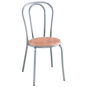 Chaise collectivit&eacute;s Bistrot Bois h&ecirc;tre - Pieds m&eacute;tal Alu