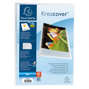 Exacompta Porte vues personnalisable Kreacover A4 - 20 pochettes - 40 vues - Blanc