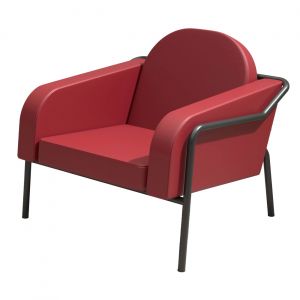Fauteuil d'accueil Medso ''L'' en simili-cuir Rouge - pieds m&eacute;tal Noir