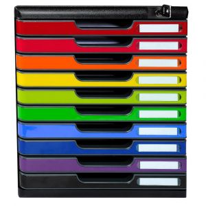 EXACOMPTA Module de classement Modulo Iderama 10 tiroirs fermables &agrave; cl&eacute; - Arlequin brillant