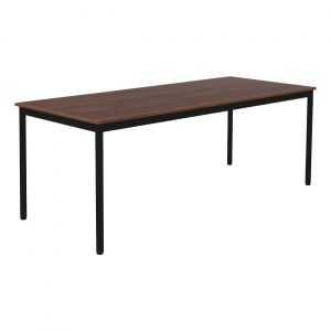 Table de restauration Budget 200 x 80 cm - Plateau Noyer - Pieds métal Noir