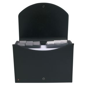 Exacompta Trieur extensif Exacase Exactive&reg; avec poign&eacute;e ergonomique 400&nbsp;feuilles A4 13&nbsp;compartiments 33&nbsp;x&nbsp;26&nbsp;cm Polypropyl&egrave;ne Noir