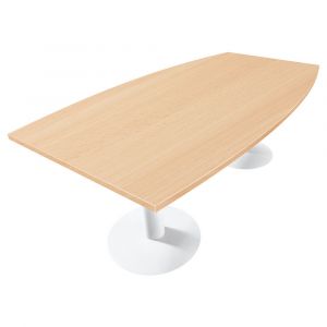 Table tonneau Actual L. 200 x 100 cm - Plateau Hêtre - Piètement tulipe Blanc