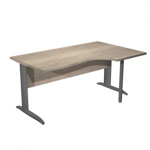 Bureau d'angle compact retour à droite Pronto Métal - L.160 x P.100 cm - Plateau Chêne Canadien - Pieds L Anthracite