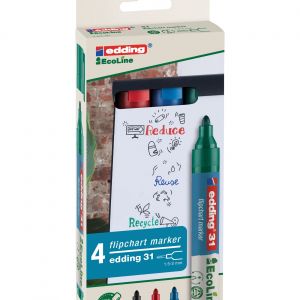 Edding E-31 EcoLine Marqueur permanent pointe ogive moyenne - Pochette de 4 couleurs assorties