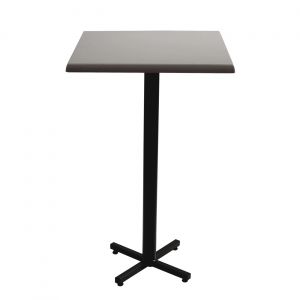 Table mange-debout Coffee carrée L.70 x P.70 x H.115 cm - Plateau Gris – Pied central Noir