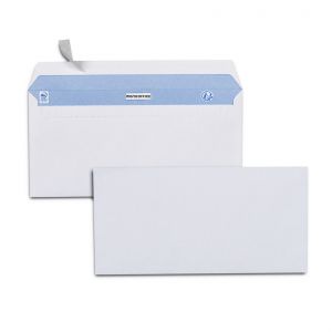 MONDOFFICE Enveloppe blanche Premium DL 110 x 220 mm 90g sans fen&ecirc;tre - autocollante bande protectrice - Lot de 500