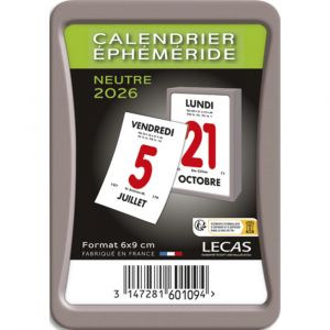 LECAS Bloc éphéméride seul neutre, Janvier à Décembre 2025, 1 jour par page, à effeuiller, 6x9cm