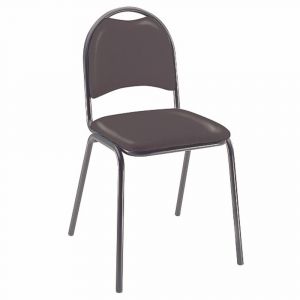 Chaise visiteur Clara - Vinyle - Noir-  Pieds m&eacute;tal Noir