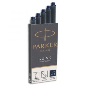 PARKER Etui de 5 cartouches longues QUINK encre Bleue/Noire. En blister.