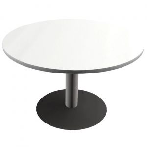 Table ronde Actual L. 100 x 100 cm, plateau Blanc, Piètement tulipe Aluminium