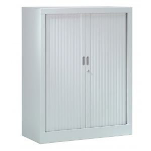 Armoire &agrave; rideaux m&eacute;tal monobloc G&eacute;n&eacute;ric - H.100 x L.80 cm - Corps Gris - Rideaux Gris