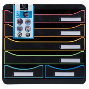 EXACOMPTA Module de classement Big Box Maxi 6 tiroirs Black Office - Noir/arlequin