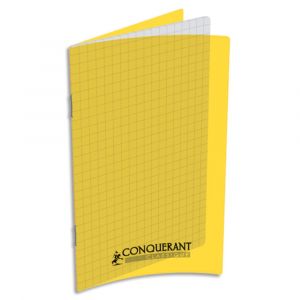 OXFORD CONQUERANT C9 Carnet 90g, 11x17, 96 pages petits carreaux 5x5, agrafé, couverture polypro Jaune