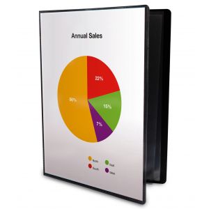 MONDOFFICE Porte vues personnalisable A4 - Polypropyl&egrave;ne - 12 pochettes - 24 vues - Noir