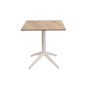 Table pliante Quatro &agrave; plateau basculant carr&eacute;e 70 x 70 cm, en polypropyl&egrave;ne usage ext&eacute;rieur - Ch&ecirc;ne