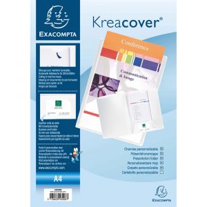Exacompta Chemise de pr&eacute;sentation Kreacover&reg;&nbsp;A4 100&nbsp;feuilles polypropyl&egrave;ne souple blanc