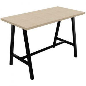 Table de réunion coworking Cohésion H.107 x L.160 x P.80 cm - Plateau Chêne - Pieds Noir