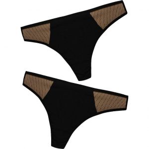 Anaissa Olivia String Mentruel Coton Flux Léger S Noir 2uts