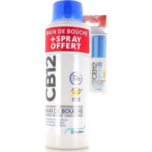 Cb12 Pack Bain de Bouche Menthe Sans Alcool 500ml + Spray 15ml