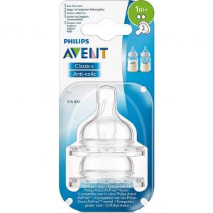 Avent T&eacute;tine 2 Trous Silicone D&eacute;bit lent 1 mois+