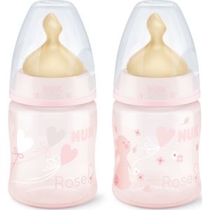 Nuk™ biberón First Choice rosa tetina tetina látex orificio M talla 1 150ml 1ud 1ud