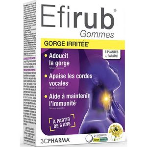 3C Pharma Efirub Gommes Gorge Irrit&eacute;e 24 Gummies