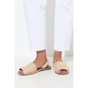 Sandales en raphia et cuir suédé - largeur H