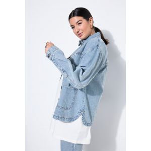 Veste en jean oversize, perles fantaisie, strass