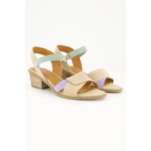 Sandales en cuir multicolores, brides à scratch - largeur H