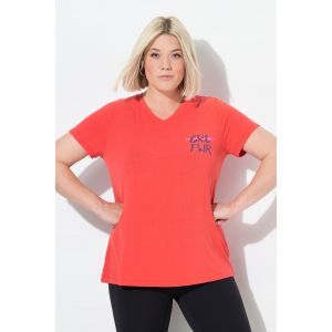 T-shirt technique, manches courtes et décolleté en V, découpes dans le dos, matière recyclée