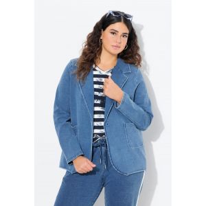 Blazer en molleton aspect jean, col à revers et manches longues