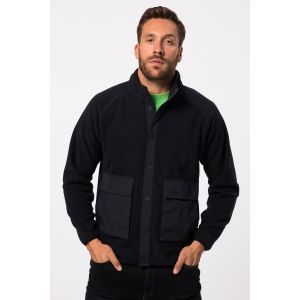 Veste polaire à col montant et manches longues raglan, boutons-pression et poches contrastantes - jusqu'au 8XL