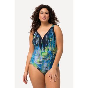 Maillot de bain à bonnets souples. Matière recyclée. Franges et décolleté en forme de cœur