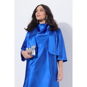 Bol&eacute;ro en satin, coupe courte sans fermeture, col calice et manches longues