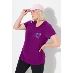 T-shirt technique, manches courtes et décolleté en V, découpes dans le dos, matière recyclée