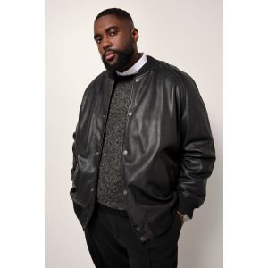 Veste STHUGE en cuir nappa d'agneau, esprit blouson universitaire américain - jusqu'au 7 XL