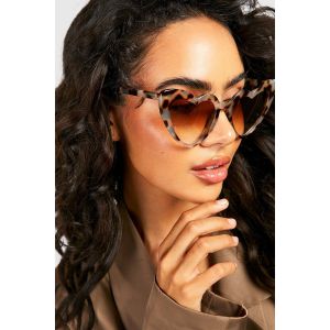 Lunettes De Soleil En Forme De Cœur À Monture Écaille De Tortue - Marron - One Size, Marron