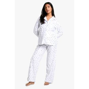 Ensemble De Pyjama Maternité En Polaire Mé"Tall"ique À Motif Flocon De Neige - Blanc - 36, Blanc